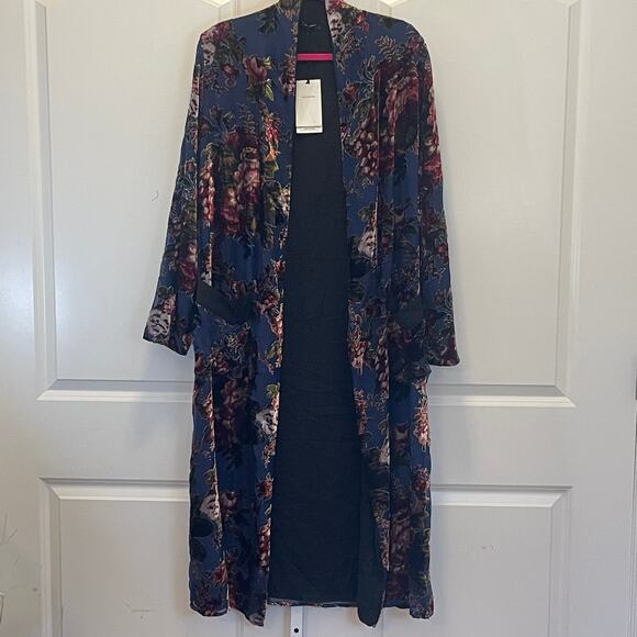 NWT Zara Floral Velvet Burnout Kimono - Women Size M - Multicolored - Picture 1 of 9